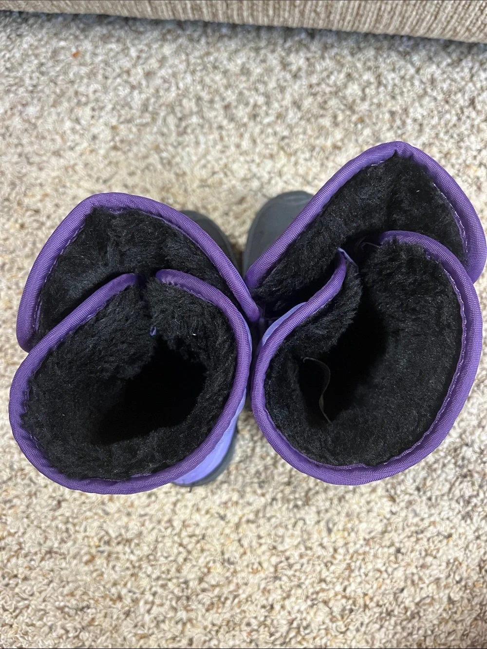 Kamik Purple and Black Kids Winter Boots with Hook-and-Loop Strap